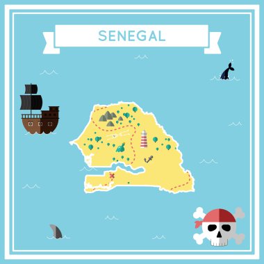 Senegal düz hazine haritası.