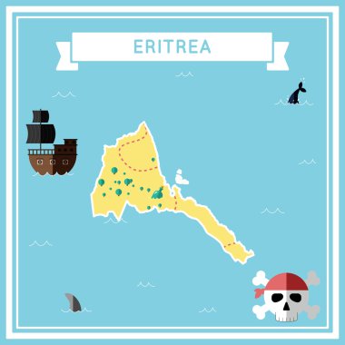 Eritre düz hazine haritası.