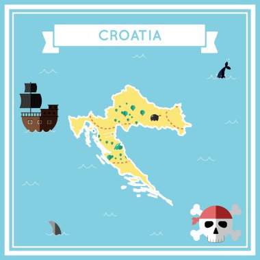Hırvatistan'ın düz hazine haritası.