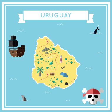 Uruguay düz hazine haritası.