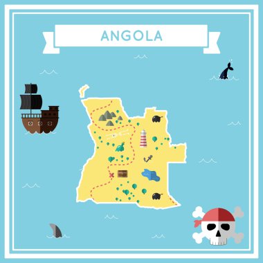 Angola Haritası düz hazine.