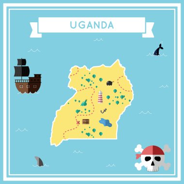 Uganda Haritası düz hazine.