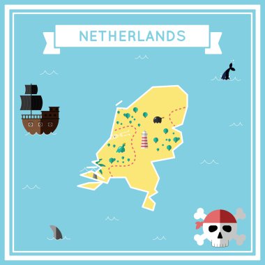 Hollanda düz hazine haritası.
