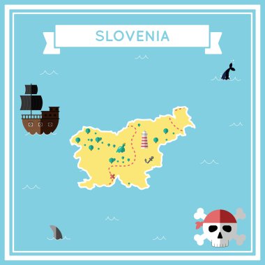 Düz hazine harita Slovenya.