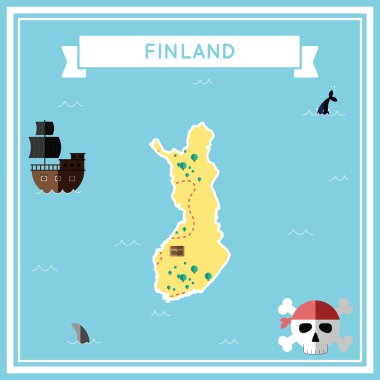 Finlandiya düz hazine haritası.