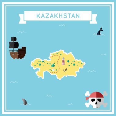 Kazakistan düz hazine haritası.