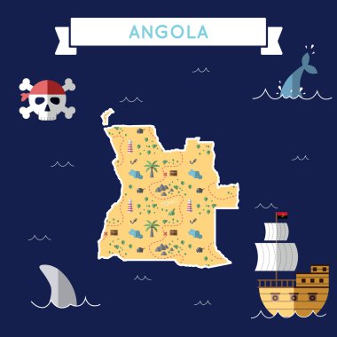 Angola Haritası düz hazine.