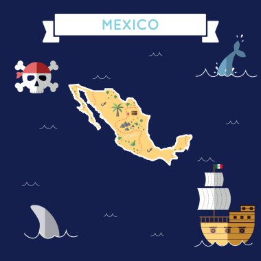 Meksika düz hazine haritası.