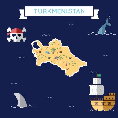 Türkmenistan düz hazine haritası.