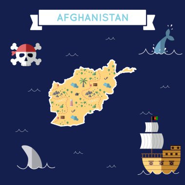 Afganistan düz hazine haritası.
