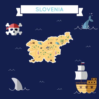 Düz hazine harita Slovenya.