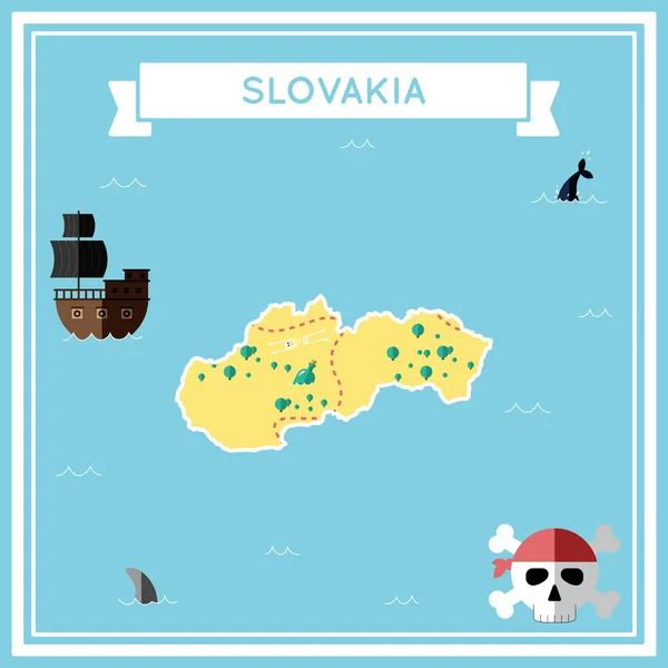 슬로바키아의 플랫 보물 지도. — 스톡 벡터