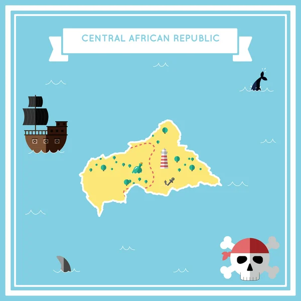 Orta Afrika Cumhuriyeti düz hazine haritası. — Stok Vektör