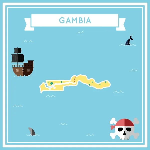Mapa plano del tesoro de Gambia . — Archivo Imágenes Vectoriales