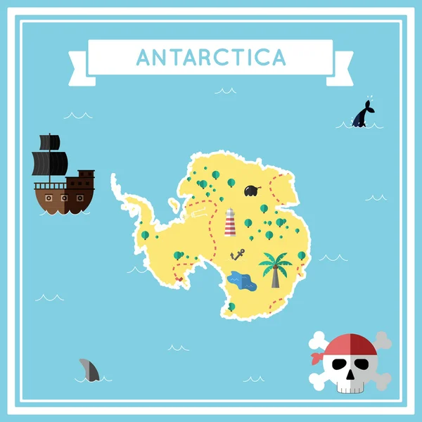 Carte au trésor plat de l'Antarctique . — Image vectorielle