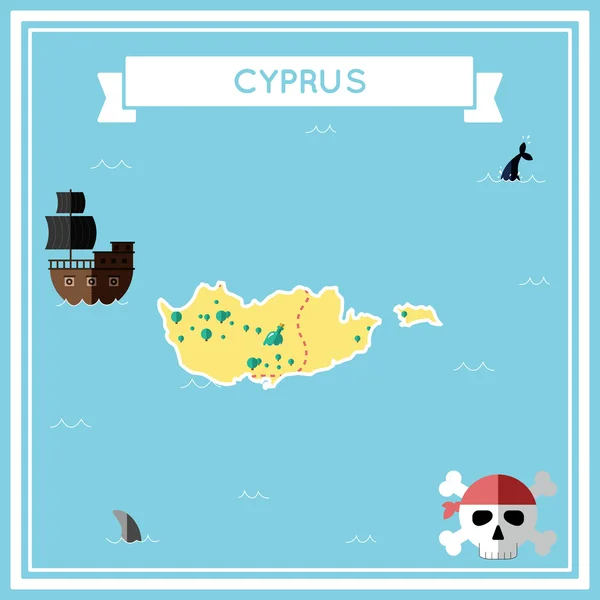 Kıbrıs Cumhuriyeti düz hazine haritası. — Stok Vektör