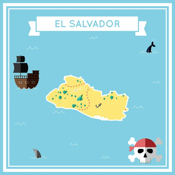 Mapa plano del tesoro de El Salvador . — Archivo Imágenes Vectoriales