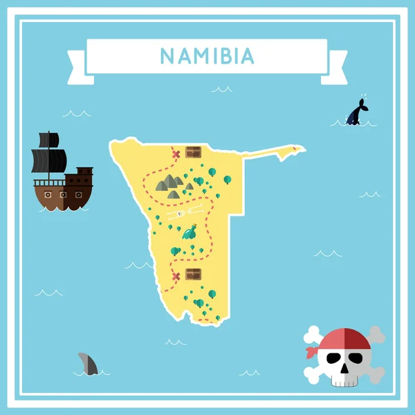 Mappa piatta del tesoro della Namibia . — Vettoriale Stock