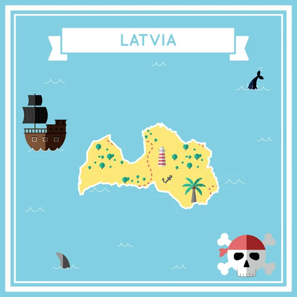 Плоский скарб мапа Латвії. — стоковий вектор