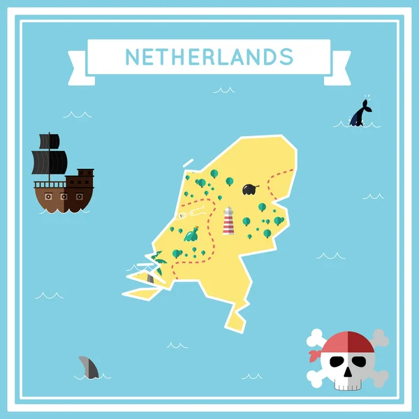 Flat treasure map of Netherlands. — Stock Vector