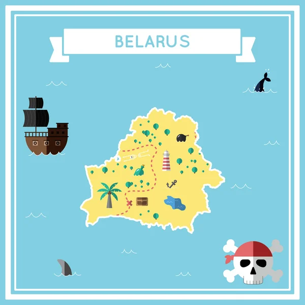 Плоска Карта скарбів Білорусі. — стоковий вектор