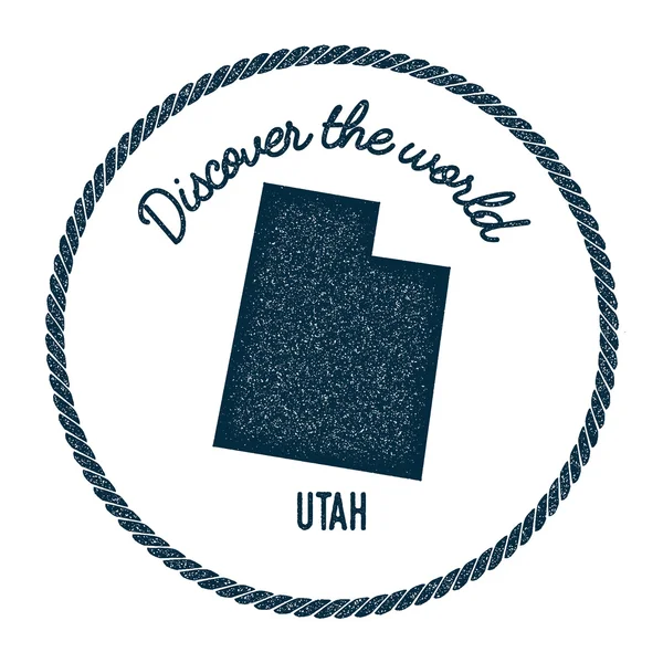 Utah kaart in Vintage Ontdek de wereld rubber stempel. — Stockvector