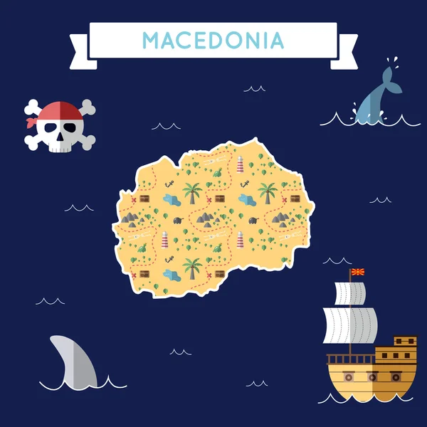 Mapa plano del tesoro de Macedonia, la Antigua República Yugoslava de . — Vector de stock