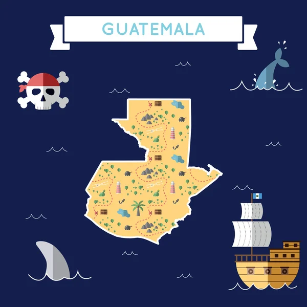 Flat treasure map of Guatemala. — Stock Vector