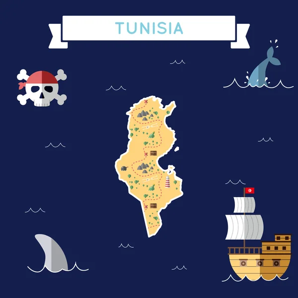Плоский скарб карта Тунісу. — стоковий вектор