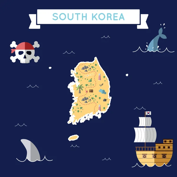 Плоский скарб карта Корея, Республіка. — стоковий вектор