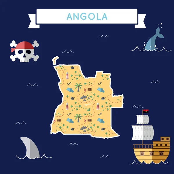 アンゴラのフラットの宝の地図. — ストックベクタ