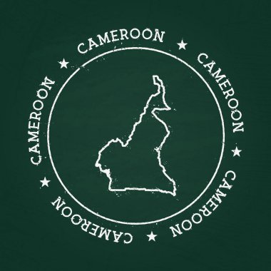 Beyaz tebeşir doku Lastik conta ile Kamerun Cumhuriyeti harita üzerinde yeşil bir yazı tahtası.
