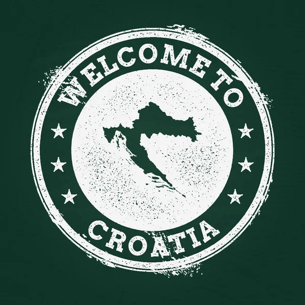 Білі Крейдяні текстури ретро штамп з Республіки Хорватія карта на зелений дошці. — стоковий вектор