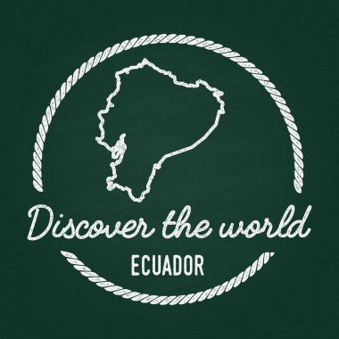 Beyaz tebeşir doku hipster Insignia ile Ekvator Cumhuriyeti harita üzerinde yeşil bir yazı tahtası.