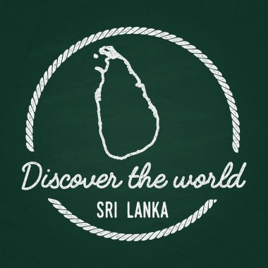 Beyaz tebeşir doku hipster Insignia ile Sri Lanka Demokratik Sosyalist Cumhuriyeti harita üzerinde yeşil bir yazı tahtası.