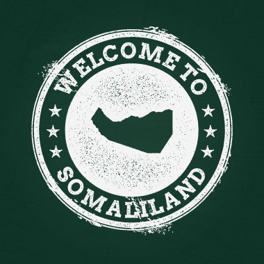 Beyaz tebeşir doku retro damga Somaliland Cumhuriyeti harita üzerinde yeşil bir tahta ile.