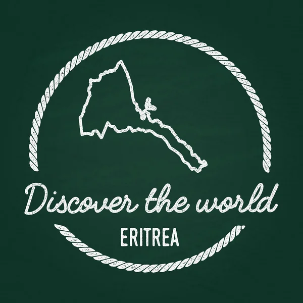 Weiße Kreide Textur Hipster-Abzeichen mit Zustand der Eritrea-Karte auf einer grünen Tafel. — Stockvektor