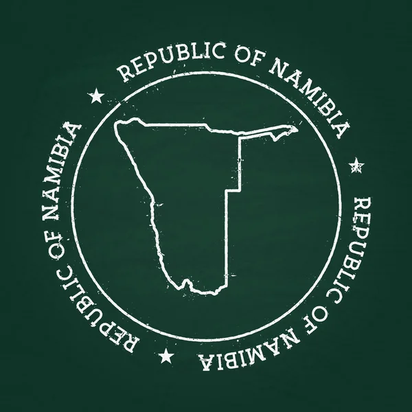 White chalk texture rubber seal with Republic of Namibia map on a green blackboard. — Stockový vektor