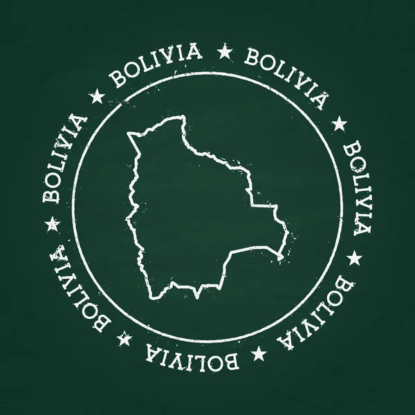 Sello de goma de textura de tiza blanca con mapa Plurinacional del Estado de Bolivia en una pizarra verde . — Archivo Imágenes Vectoriales