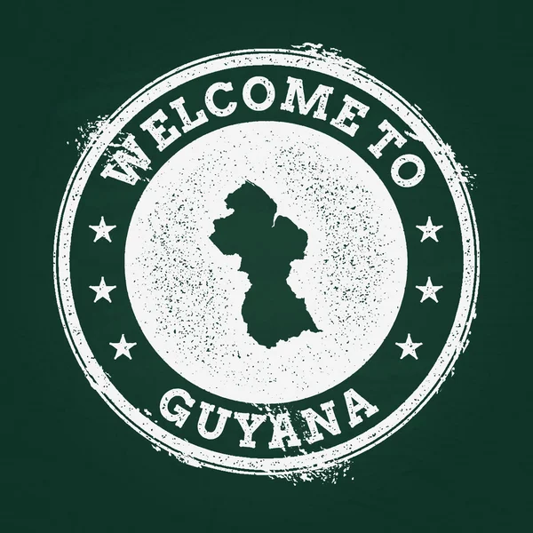 White chalk texture retro stamp with Co-operative Republic of Guyana map on a green blackboard. — Stock vektor