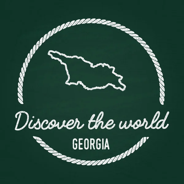 Insignia hipster de textura de tiza blanca con mapa de Georgia en una pizarra verde . — Vector de stock