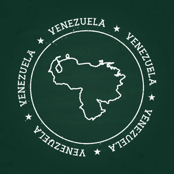 White chalk texture rubber seal with Bolivarian Republic of Venezuela map on a green blackboard. — Stock vektor