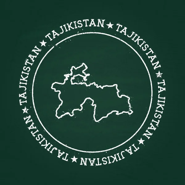 Sello de goma de textura de tiza blanca con mapa de la República de Tayikistán en una pizarra verde . — Archivo Imágenes Vectoriales