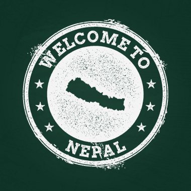 Beyaz tebeşir doku retro damga Nepal Federal Demokratik Cumhuriyeti harita üzerinde yeşil bir tahta ile.