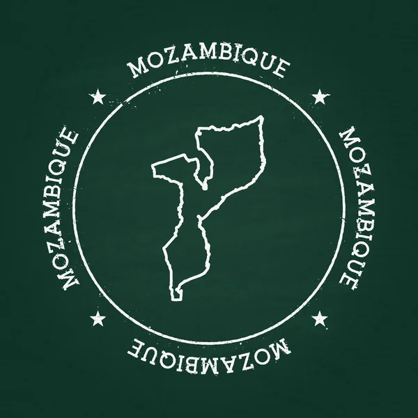 Sello de goma de textura de tiza blanca con mapa de la República de Mozambique en una pizarra verde . — Archivo Imágenes Vectoriales