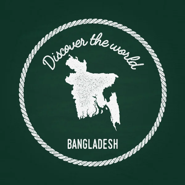 White chalk texture vintage insignia with People%27s Republic of Bangladesh map on a green blackboard.