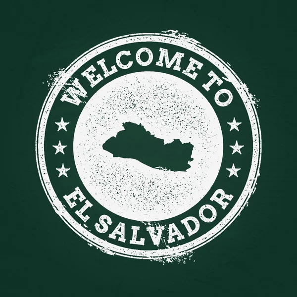 萨尔瓦多共和国地图绿色的黑板上用白色粉笔纹理复古邮票. — 图库矢量图片