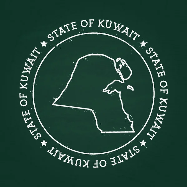 Sello de goma de textura de tiza blanca con mapa de Estado de Kuwait en una pizarra verde . — Archivo Imágenes Vectoriales