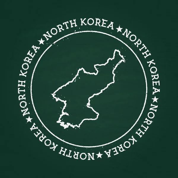 Selo de borracha de textura de giz branco com povo democrático% 27s Mapa da República da Coreia em um quadro-negro verde . — Vetor de Stock