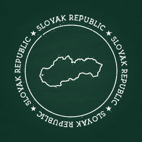 斯洛伐克共和国地图绿色的黑板上用白色粉笔纹理橡胶密封件. — 图库矢量图片
